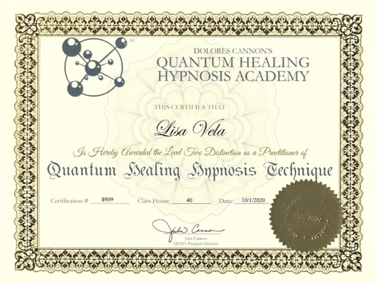 Lisa Vela Qhht Certificate