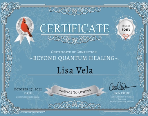 Lisa Vela Bqh Certificate