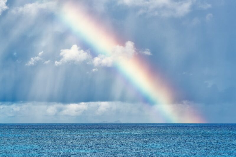 Rainbow over ocean